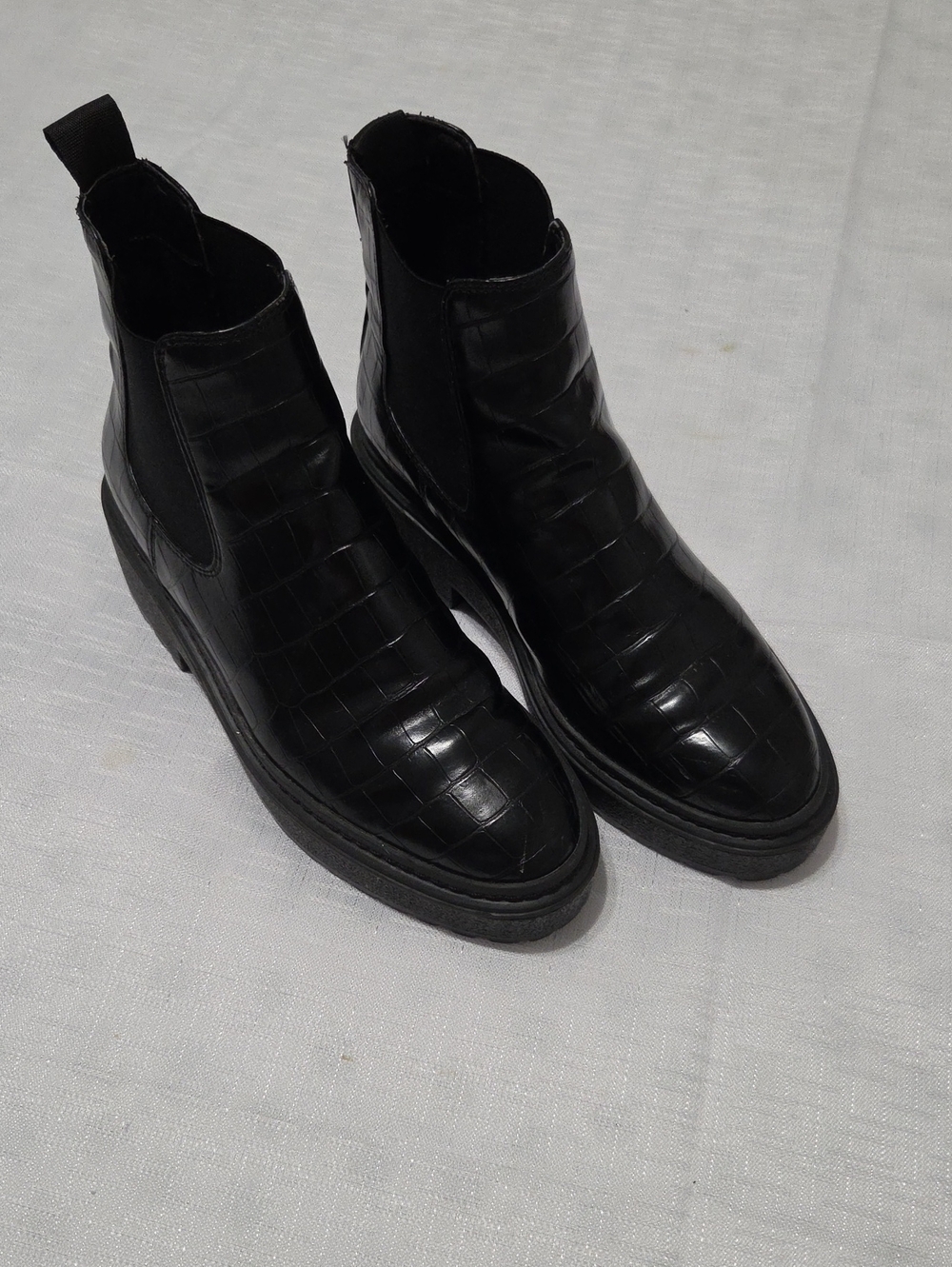 bp Black Croc-Embossed Chelsea Ankle Boots